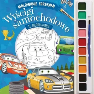 Wyścigi samochodowe. Malowanie farbkami