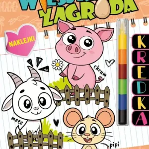 Wiejska zagroda. Kolorowanka z naklejkami (modułowa kredka)