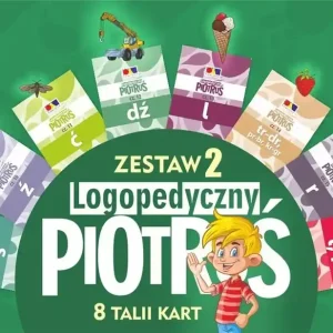 Logopedyczny Piotruś Zestaw 2 Memory 8 talii kart na głoski:  Ś Ź Ć DŹ L TR R L-R