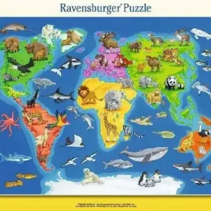 Puzzle 30 Mapa Świata zwierząt