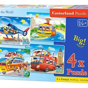 Puzzle 4w1 (8,12,15,20) maxi Podróżować przez świat B-041015