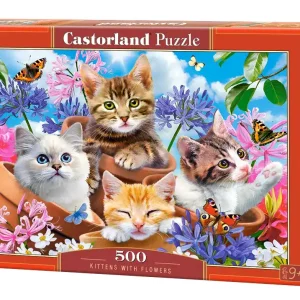 Puzzle 500 Kocięta z kwiatami B-53513