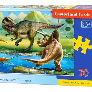 Puzzle 70 Dinozaury tyrannosaurus i triceratops B-070084