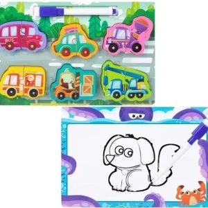 Puzzle drewniane 2w1 z tablicą